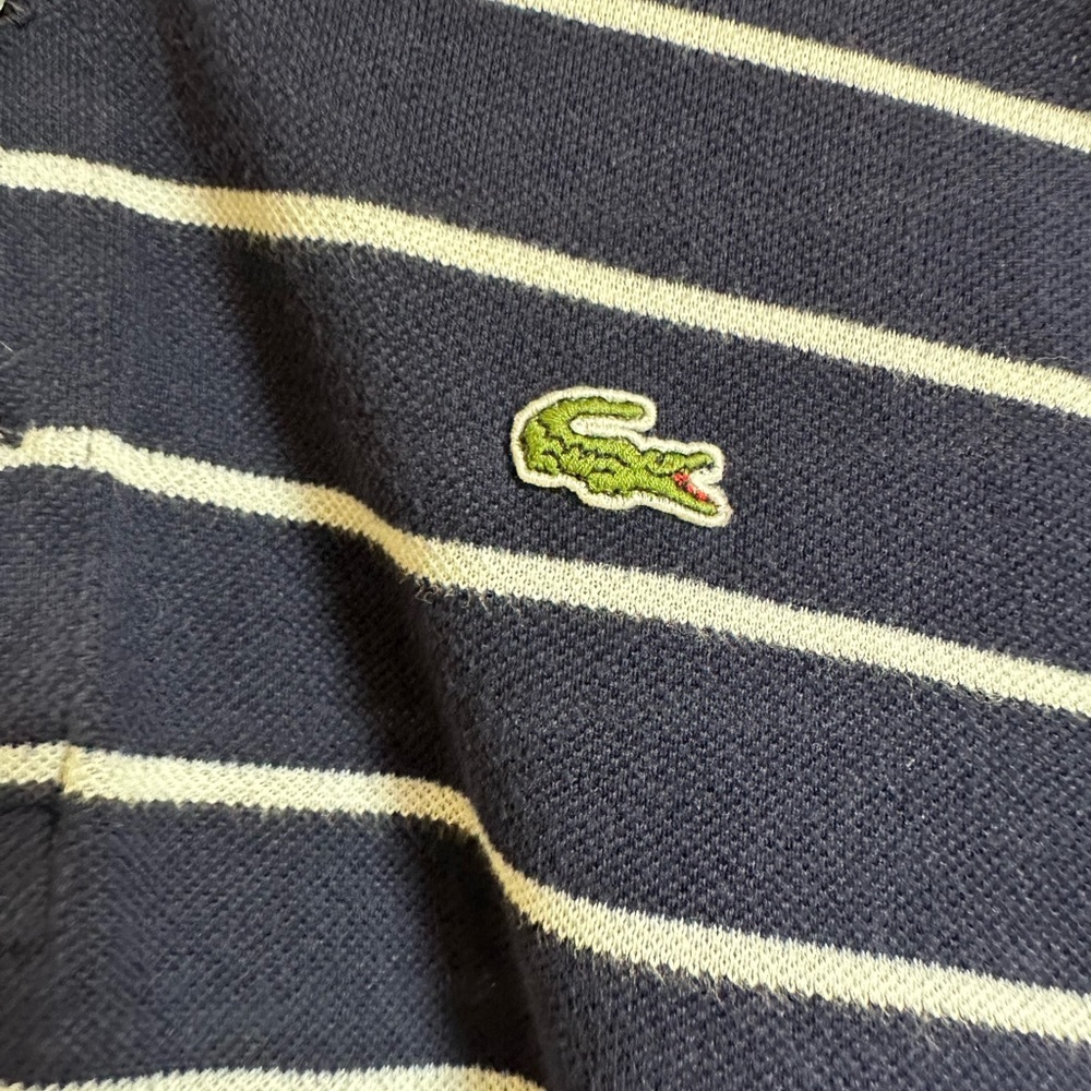 Lacoste Navy/White Stripe Men’s Shortsleeve Polo Sz 6 XL - Picture 4 of 4
